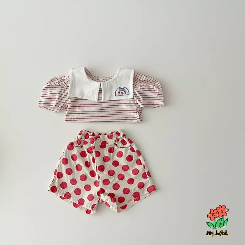 My Bebe - Korean Children Fashion - #stylishchildhood - Square Collar Tee - 3