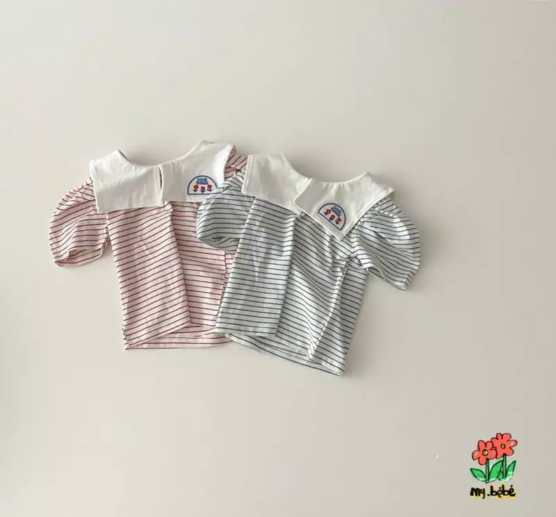 My Bebe - Korean Children Fashion - #todddlerfashion - Square Collar Tee