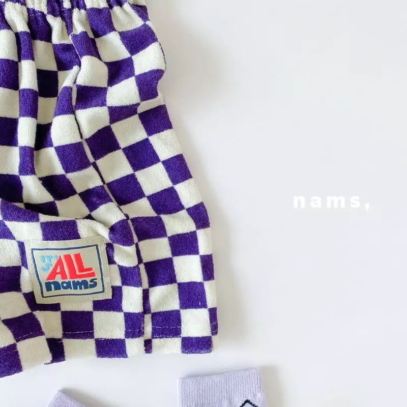 NAMS - Korean Children Fashion - #kidzfashiontrend - Check Boarder Towel Pants - 4