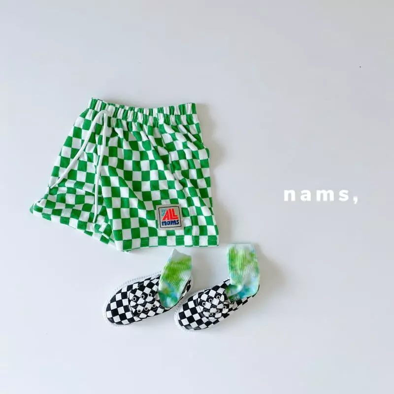 NAMS - Korean Children Fashion - #kidsshorts - Check Boarder Towel Pants