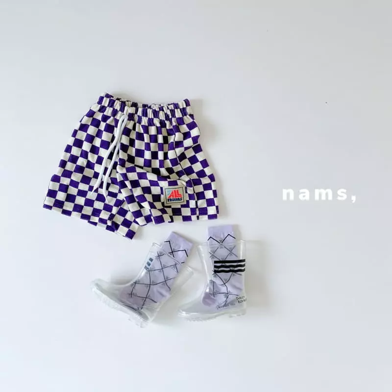 NAMS - Korean Children Fashion - #kidzfashiontrend - Check Boarder Towel Pants - 3