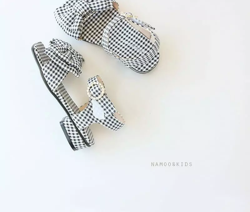 Namoo & Kids - Korean Children Fashion - #childofig - Oan Ribbon Check Sandals - 8