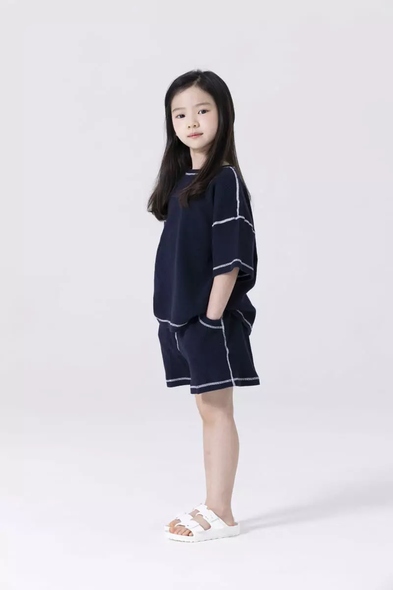 Nrk - Korean Children Fashion - #Kfashion4kids - Waffle Od Top Bottom Set - 5