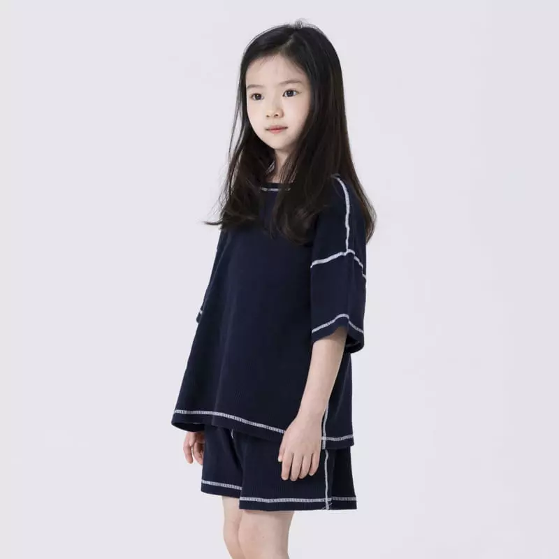 Nrk - Korean Children Fashion - #minifashionista - Waffle Od Top Bottom Set - 8