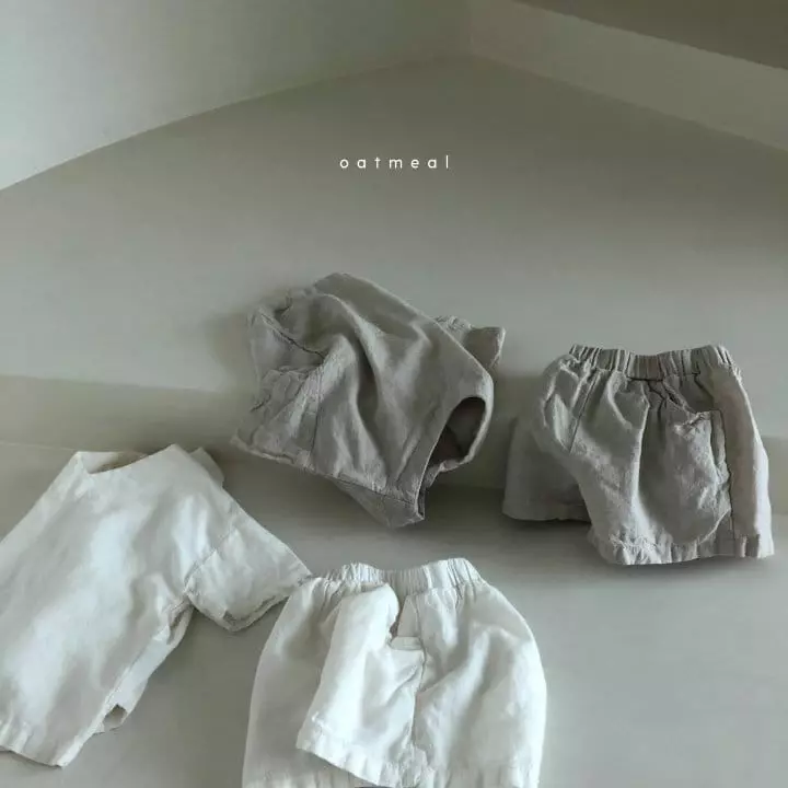 Oatmeal - Korean Children Fashion - #childofig - Dagan Linen Top Bottom Set - 10