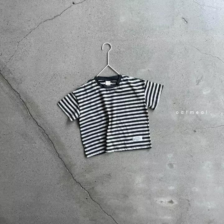 Oatmeal - Korean Children Fashion - #childofig - Basic Stripes Round Tee - 2