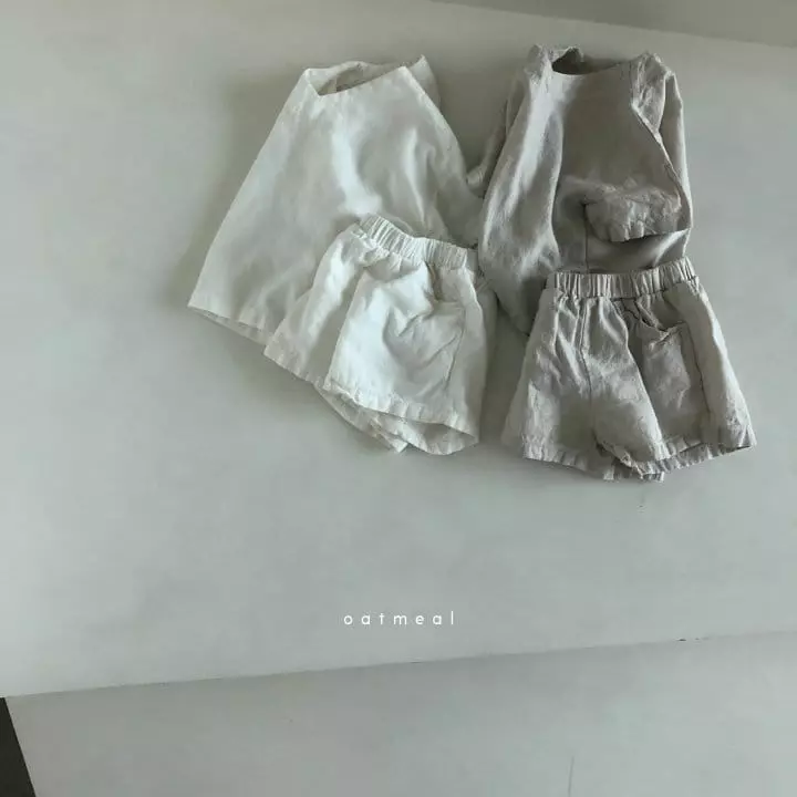 Oatmeal - Korean Children Fashion - #childrensboutique - Dagan Linen Top Bottom Set - 11