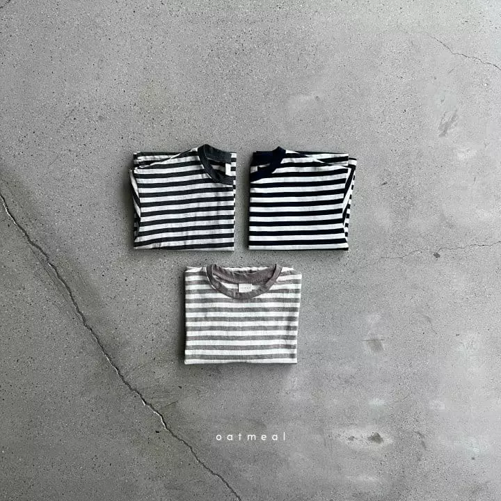 Oatmeal - Korean Children Fashion - #designkidswear - Basic Stripes Round Tee - 5