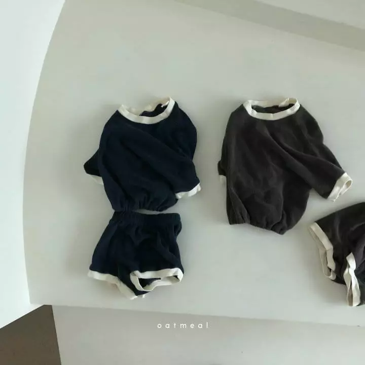 Oatmeal - Korean Children Fashion - #kidsshorts - Haroi Towel Top Bottom Set - 12