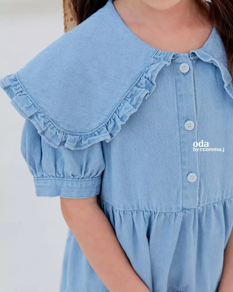 Oda - Korean Children Fashion - #kidsshorts - Cut Denim One-piece - 2