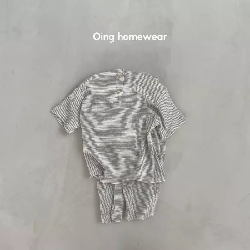 Oing - Korean Children Fashion - #kidsshorts - Stripes Top Bottom Set - 9