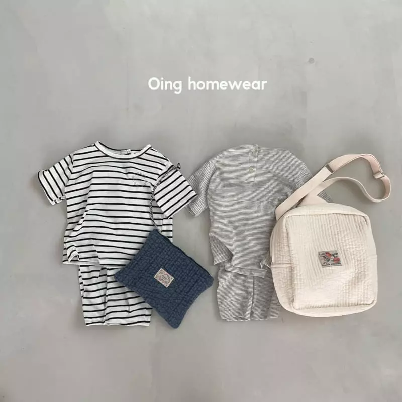 Oing - Korean Children Fashion - #kidsstore - Stripes Top Bottom Set - 10