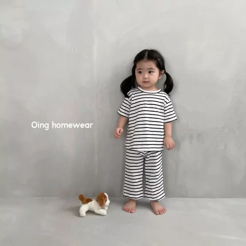 Oing - Korean Children Fashion - #minifashionista - Stripes Top Bottom Set