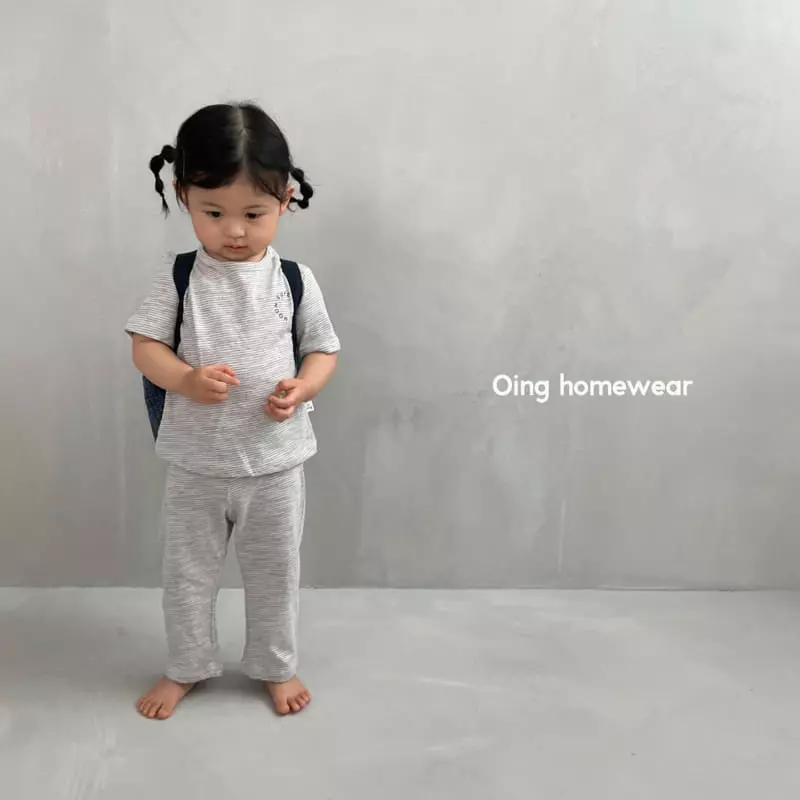 Oing - Korean Children Fashion - #prettylittlegirls - Stripes Top Bottom Set - 2