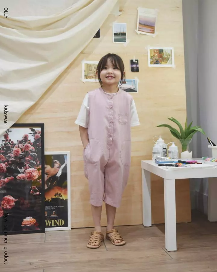 Ollymarket - Korean Children Fashion - #childofig - Linen Pocket Jumpsuit - 8