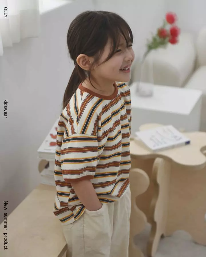 Ollymarket - Korean Children Fashion - #designkidswear - Stripes Color Short Sleeves Tee - 4
