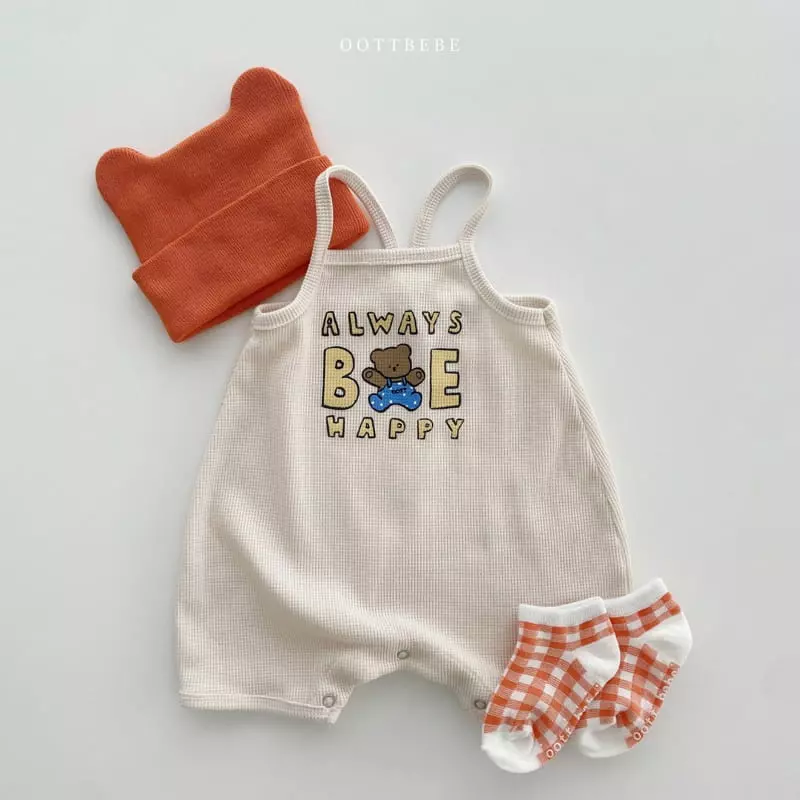Oott Bebe - Korean Baby Fashion - #babyboutiqueclothing - Be Happy Waffle Bodysuit - 7
