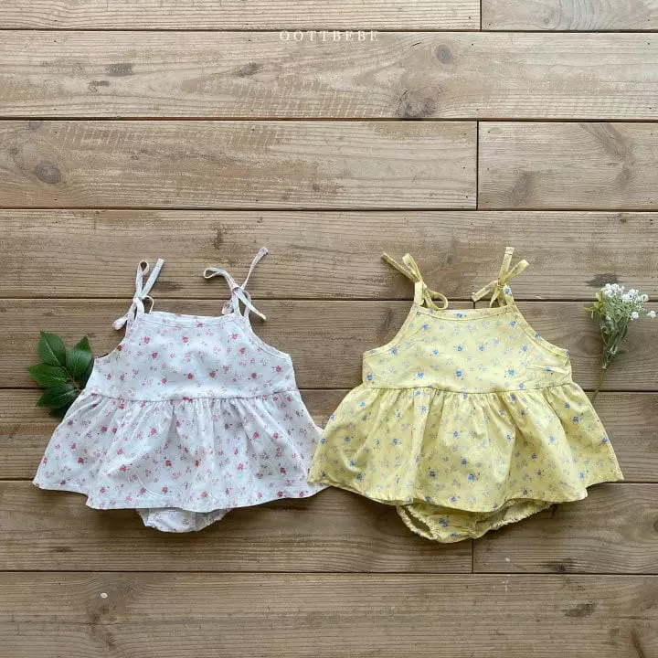 Oott Bebe - Korean Baby Fashion - #babyboutiqueclothing - Flower Sleeveless Bloomer Set - 12