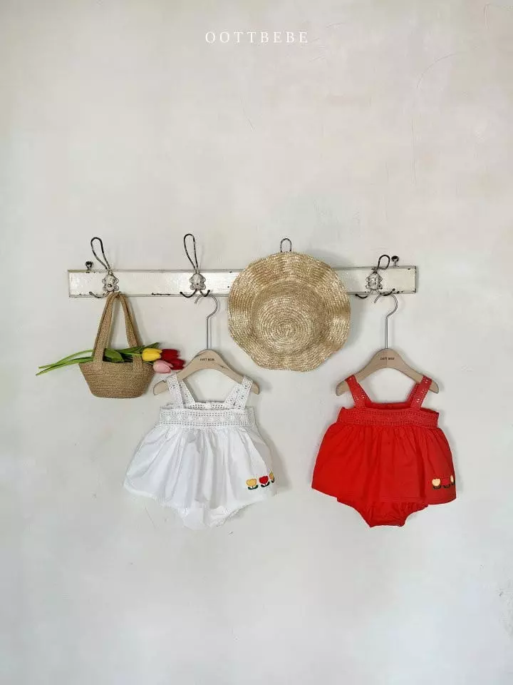 Oott Bebe - Korean Baby Fashion - #babyboutiqueclothing - Tulip Punching Lace Bodysuit - 10