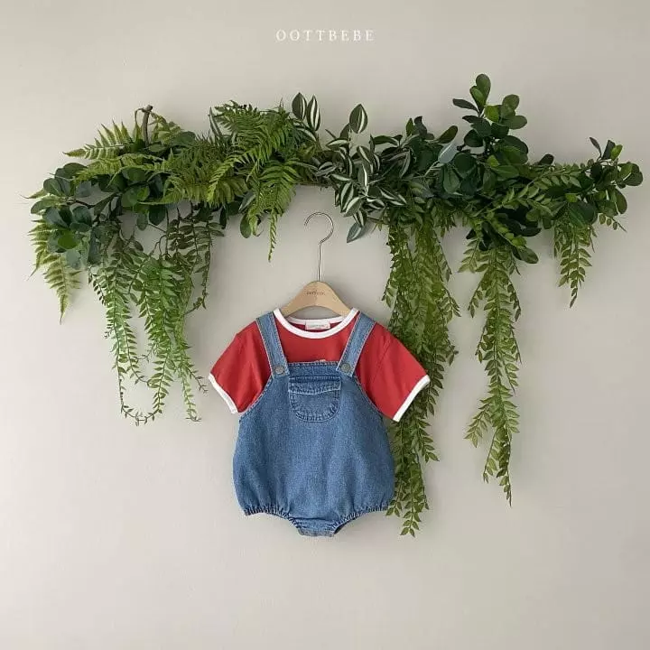 Oott Bebe - Korean Baby Fashion - #babyclothing - Vivi Denim Dungarees Bodysuit - 3