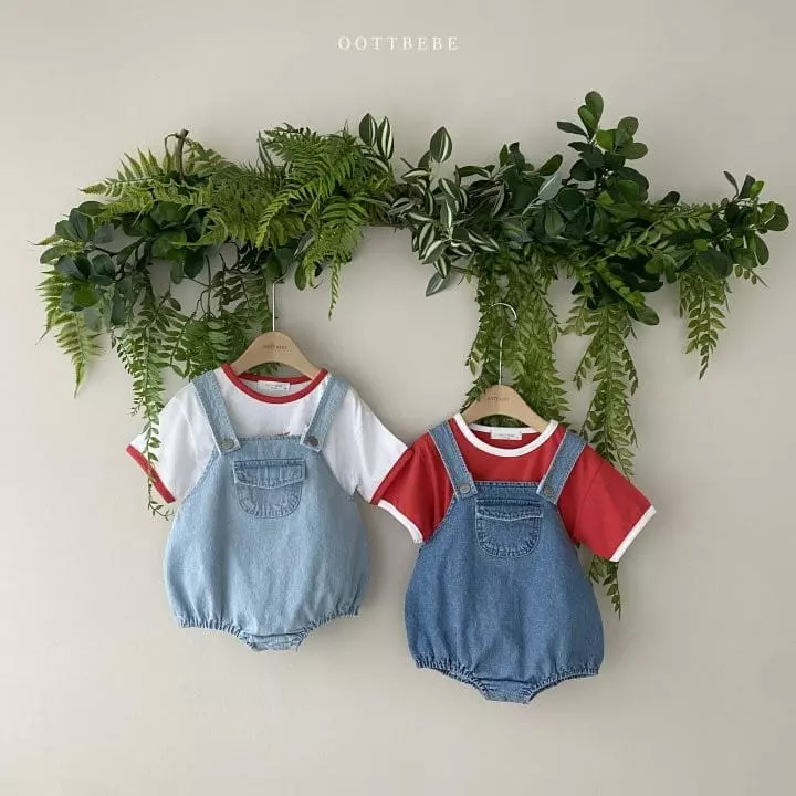Oott Bebe - Korean Baby Fashion - #babyclothing - Vivi Denim Dungarees Bodysuit - 4