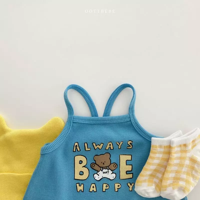 Oott Bebe - Korean Baby Fashion - #babygirlfashion - Be Happy Waffle Bodysuit - 11
