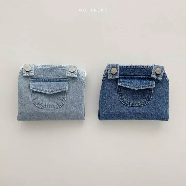 Oott Bebe - Korean Baby Fashion - #babygirlfashion - Vivi Denim Dungarees Bodysuit - 6
