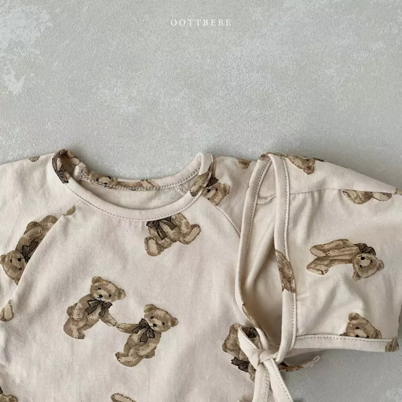 Oott Bebe - Korean Baby Fashion - #babylifestyle - Bear Doll Bodysuti with Bonnet - 10