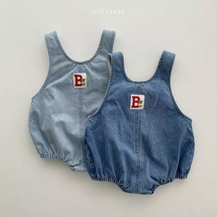 Oott Bebe - Korean Baby Fashion - #babylifestyle - Vivi Denim Dungarees Bodysuit - 7