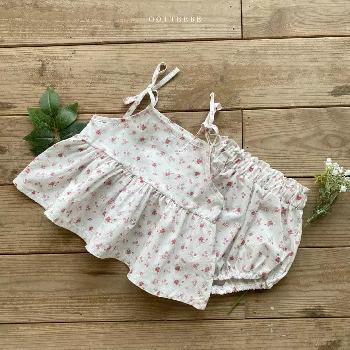 Oott Bebe - Korean Baby Fashion - #babylifestyle - Flower Sleeveless Bloomer Set - 2