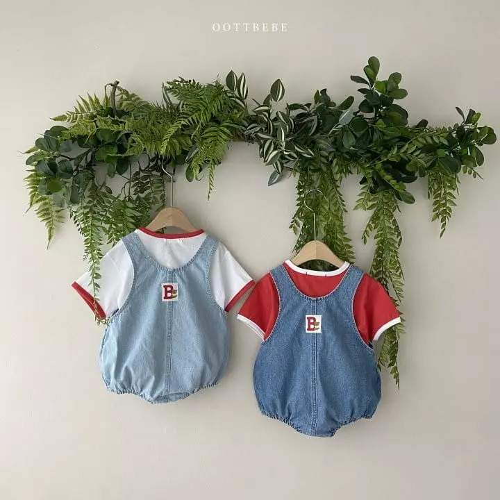 Oott Bebe - Korean Baby Fashion - #babyoninstagram - Vivi Denim Dungarees Bodysuit - 8
