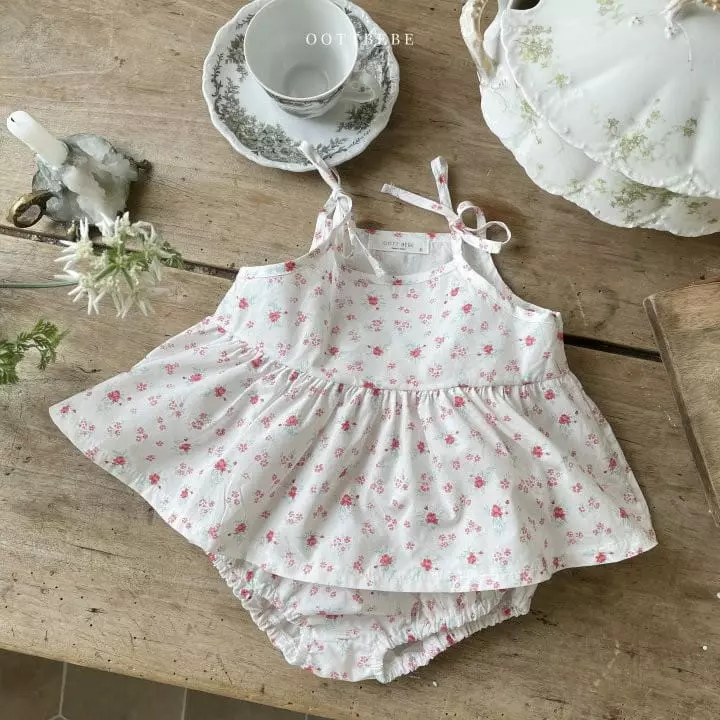 Oott Bebe - Korean Baby Fashion - #babyoninstagram - Flower Sleeveless Bloomer Set - 3