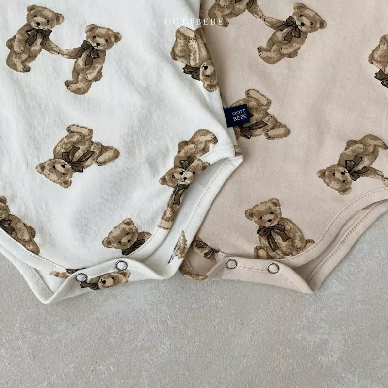 Oott Bebe - Korean Baby Fashion - #babyootd - Bear Doll Bodysuti with Bonnet - 12