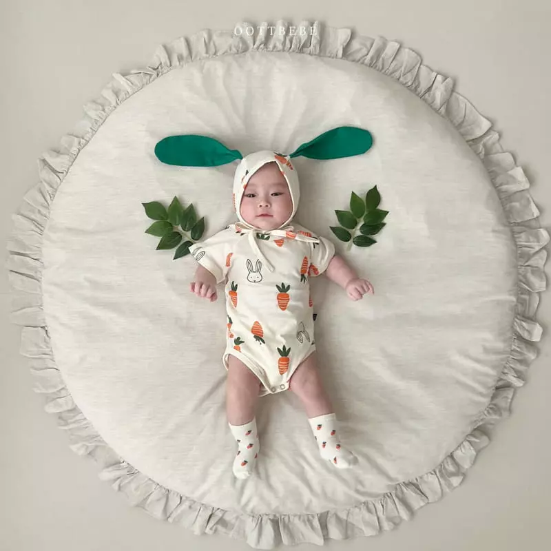 Oott Bebe - Korean Baby Fashion - #babyootd - Vegetable Long Sleeves Bodysuit with Bonnet - 10