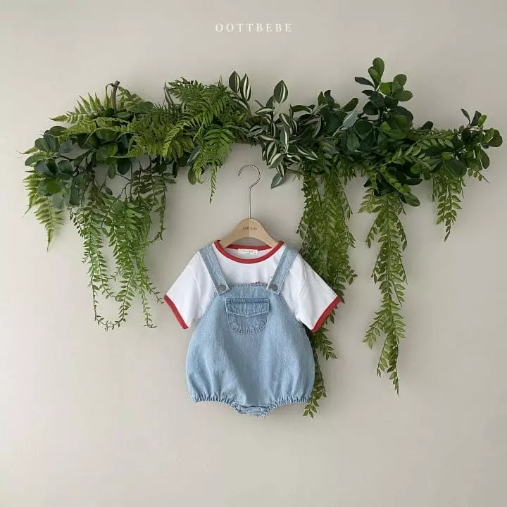 Oott Bebe - Korean Baby Fashion - #babyootd - Vivi Denim Dungarees Bodysuit - 9