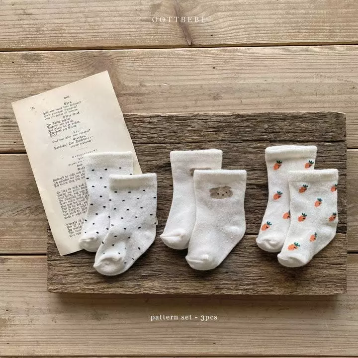 Oott Bebe - Korean Baby Fashion - #babyootd - New Born Socks Basic - 6