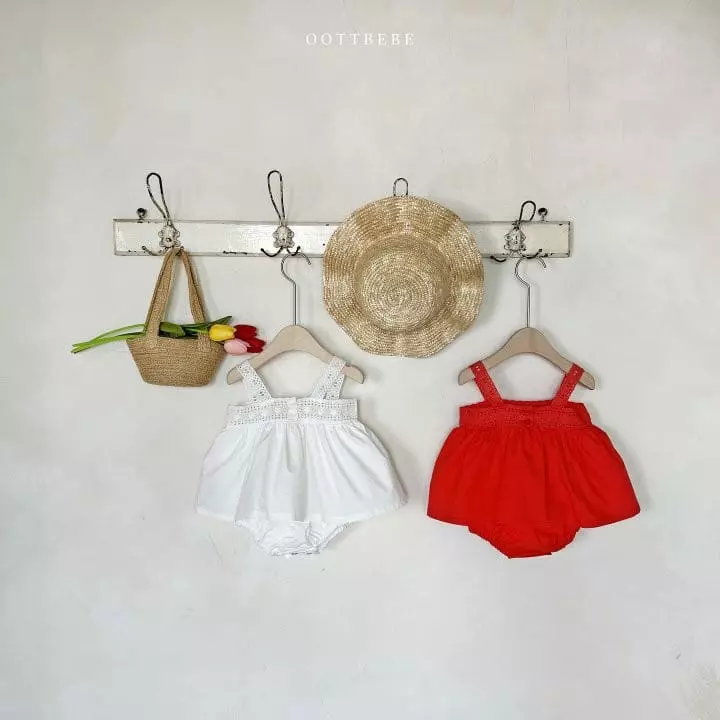 Oott Bebe - Korean Baby Fashion - #babyootd - Tulip Punching Lace Bodysuit - 2