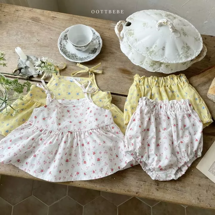 Oott Bebe - Korean Baby Fashion - #babyoutfit - Flower Sleeveless Bloomer Set - 5