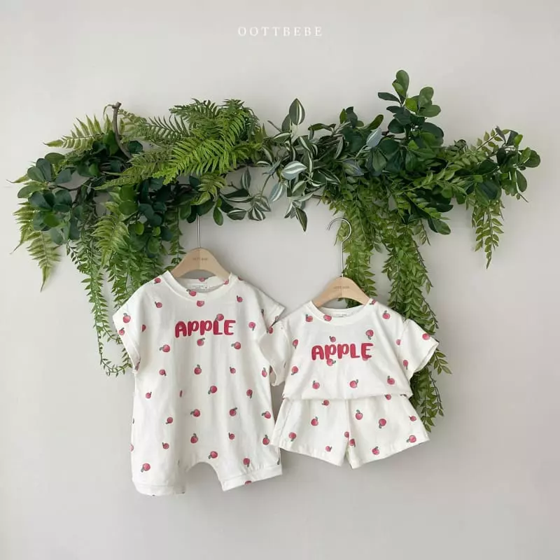 Oott Bebe - Korean Baby Fashion - #babyoutfit - Apple Bodysuit - 4