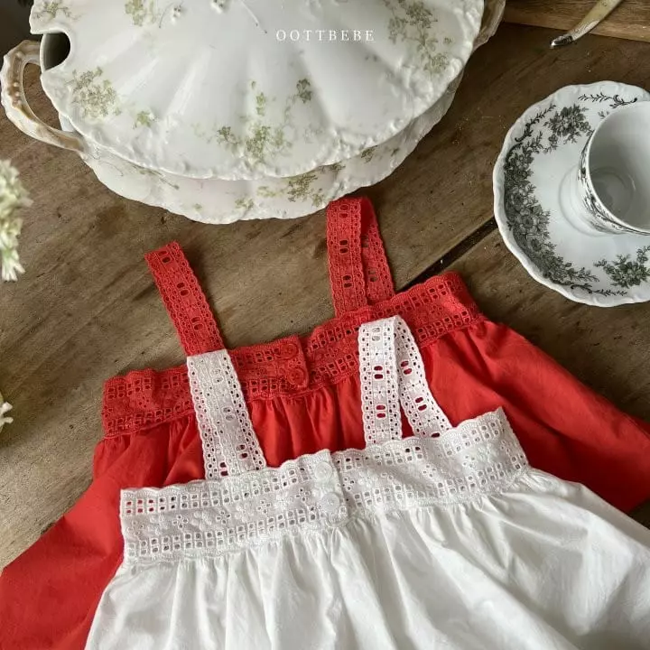 Oott Bebe - Korean Baby Fashion - #onlinebabyboutique - Tulip Punching Lace Bodysuit - 6