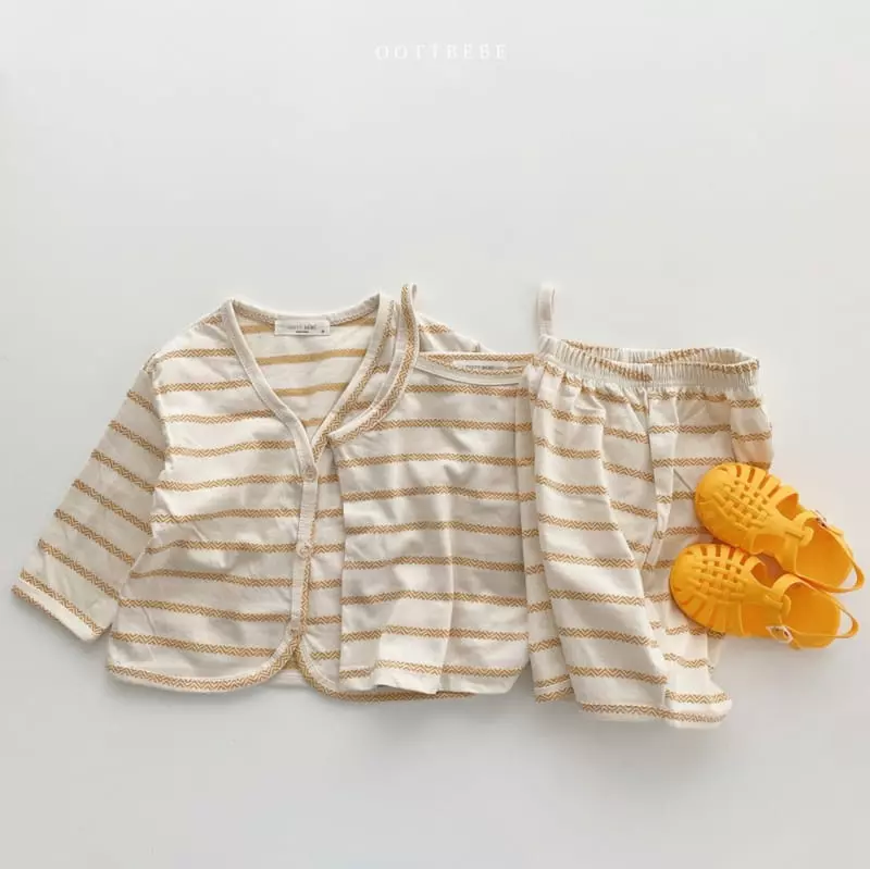 Oott Bebe - Korean Baby Fashion - #smilingbaby - Indian Top Bottom Cardigan Set - 2