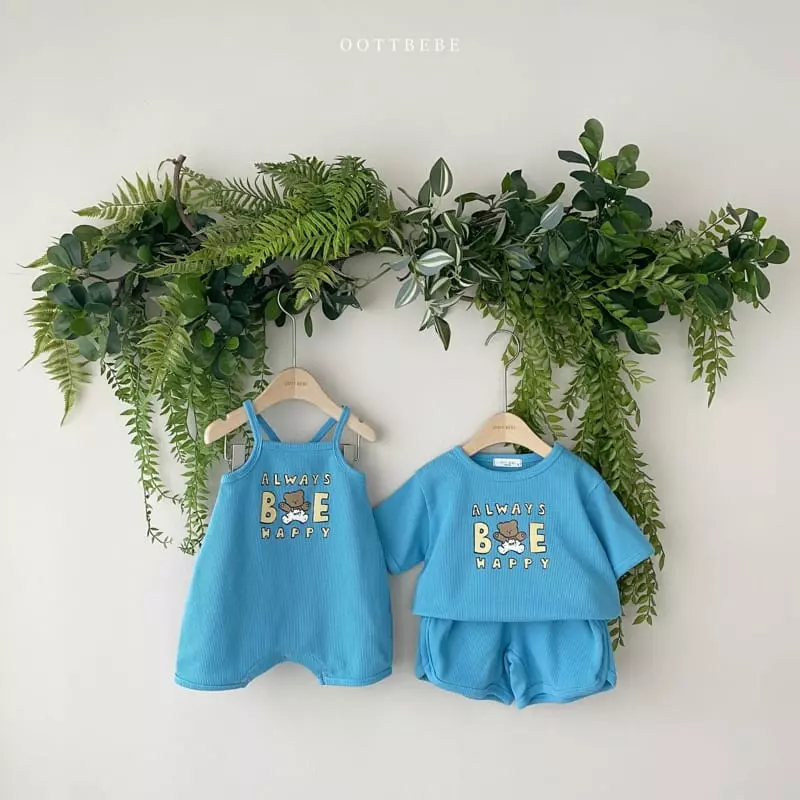 Oott Bebe - Korean Children Fashion - #prettylittlegirls - Be Happy Waffle Top Bottom Set - 4