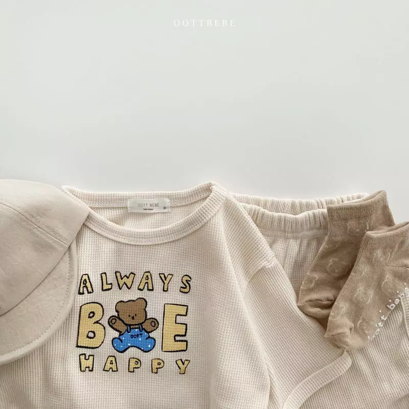 Oott Bebe - Korean Children Fashion - #discoveringself - Be Happy Waffle Top Bottom Set - 8
