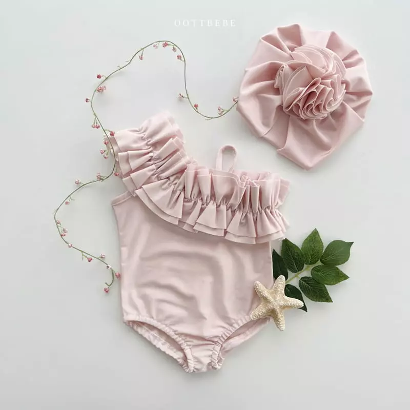Oott Bebe - Korean Children Fashion - #fashionkids - Shouler Frill Swimwear - 3