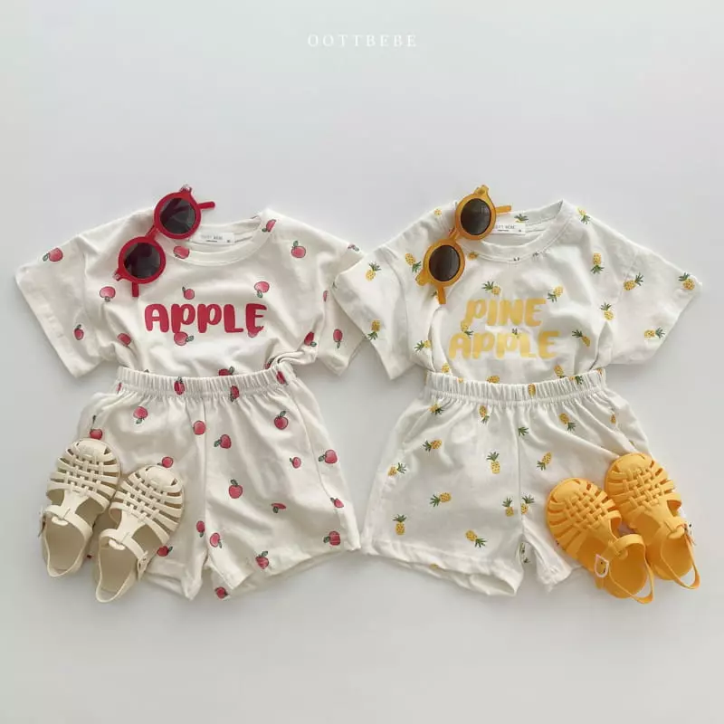 Oott Bebe - Korean Children Fashion - #fashionkids - Apple Top Bottom Set - 11
