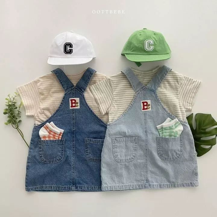 Oott Bebe - Korean Children Fashion - #fashionkids - Vivi Denim One-piece - 8