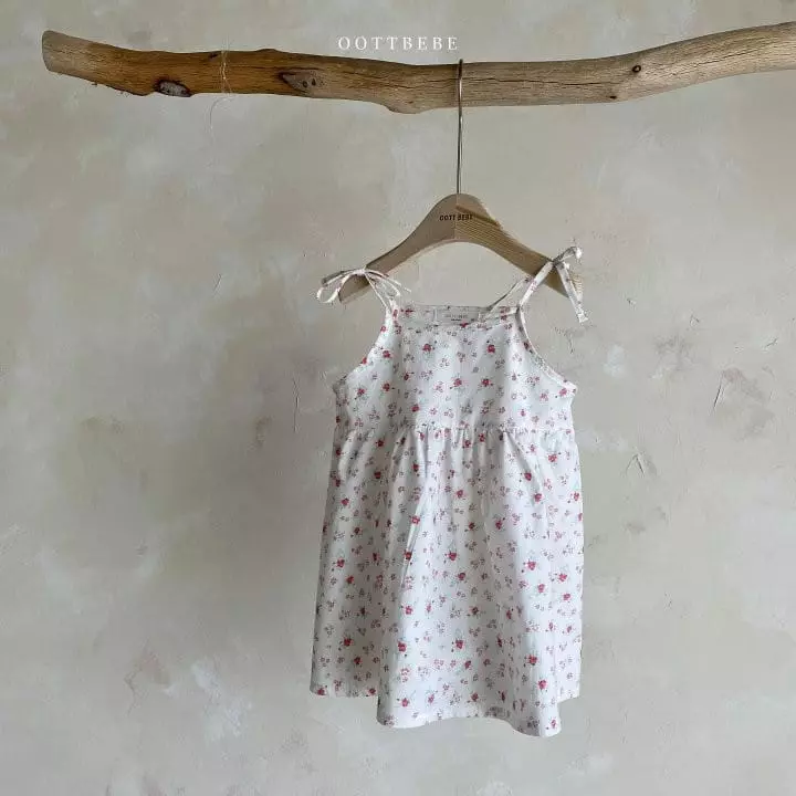 Oott Bebe - Korean Children Fashion - #fashionkids - Flower String Sleeveless One-piece