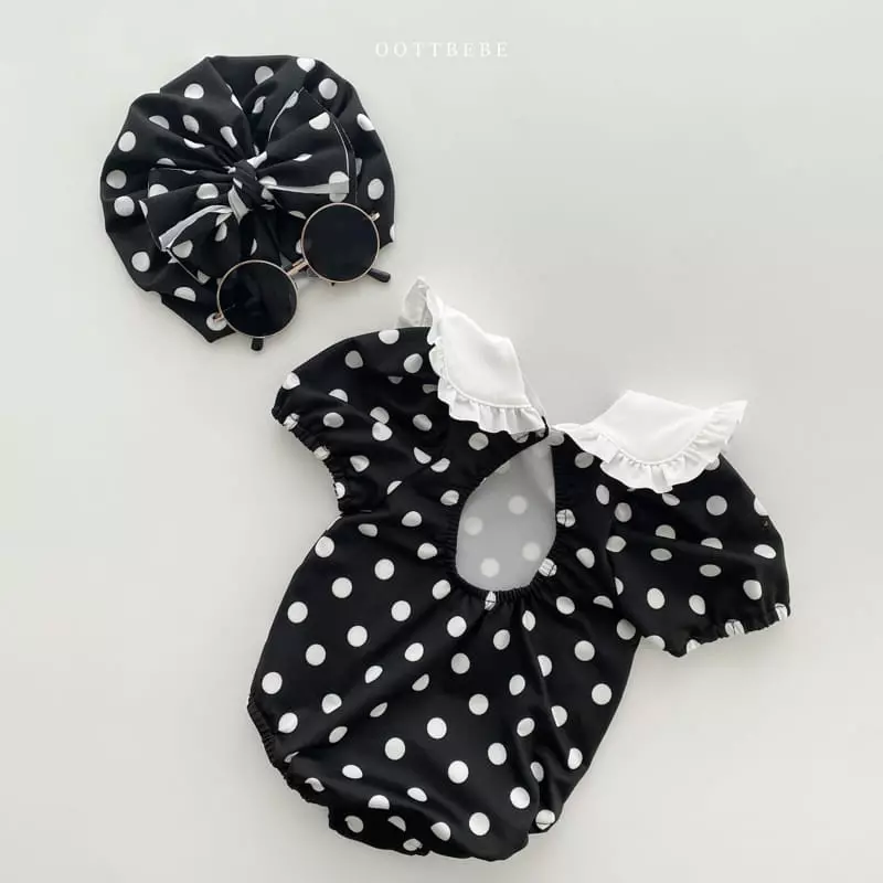 Oott Bebe - Korean Children Fashion - #kidsshorts - Collar Dot Swimwear - 5