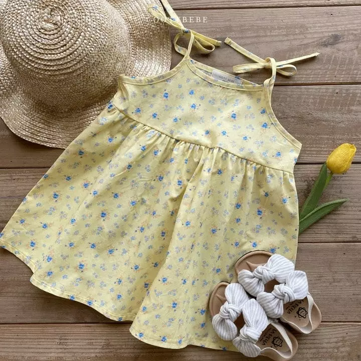 Oott Bebe - Korean Children Fashion - #kidsshorts - Flower String Sleeveless One-piece - 2