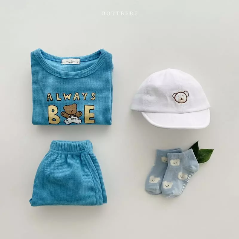 Oott Bebe - Korean Children Fashion - #kidsstore - Be Happy Waffle Top Bottom Set - 11